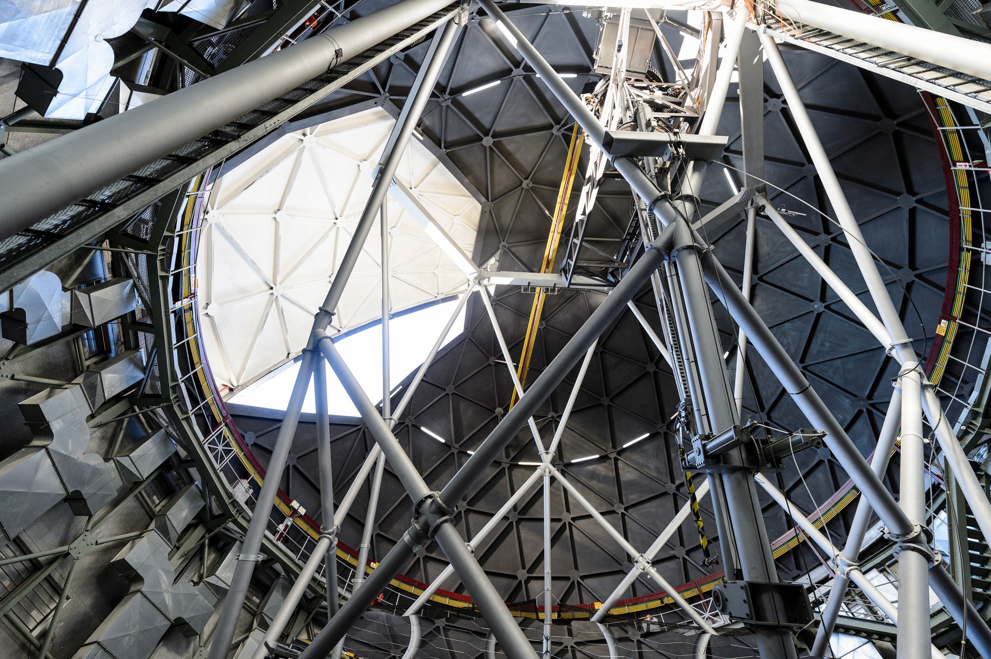 A broad view of the interior of SALT, the shutter is partway open.