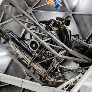 A view from the bottom of the payload and tracker, which resides at the top of the Southern Africa Large Telescope.