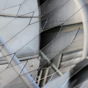 Closeup of mirrors in the interior of Southern African Large Telescope.